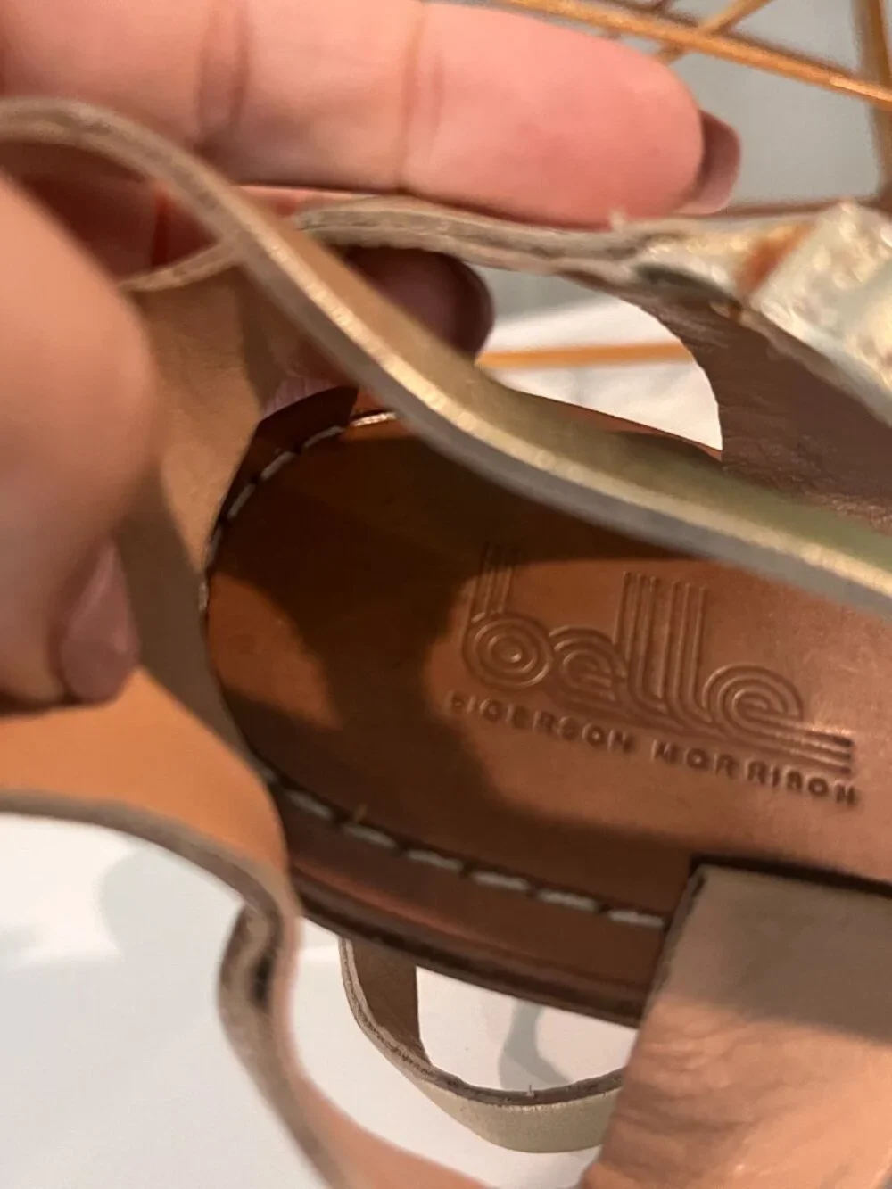 Belle by Sigerson Morrison Gold Thong Sandal - Size 7.5